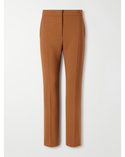 Max Mara Brown Mxmacino Wool-Blend Mid-Rise Slim-Leg Pants