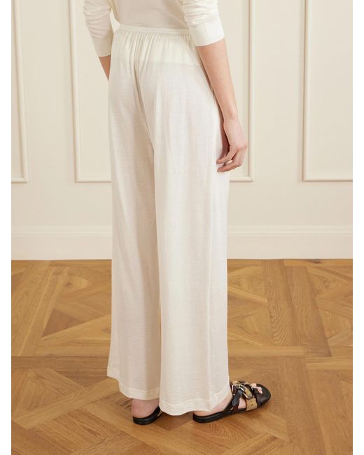 Totême White Cotton And Silk-Blend Straight-Leg Pants