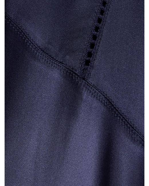 Isabel Marant Blue Jadelia Lace And Pointelle-Trimmed Silk-Blend Satin Midi Dress
