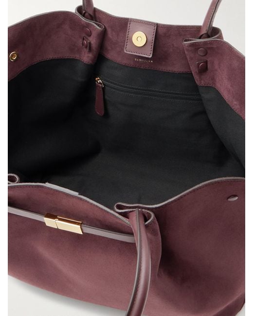 DeMellier London Purple New York Large Leather-Trimmed Suede Tote