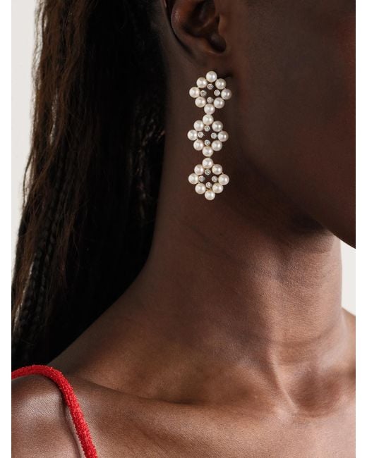 Mateo Natural 14-Karat, Pearl And Diamond Earrings