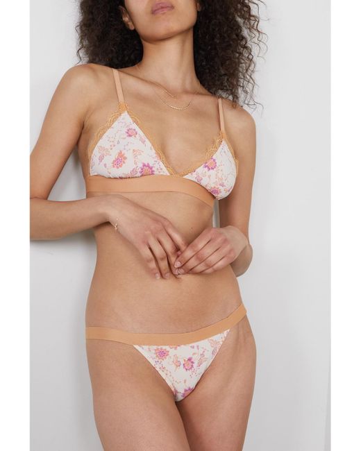 LoveStories Pink Net Sustain Filippa Lace-Trimmed Floral-Print Recycled Crepe Soft-Cup Triangle Bra