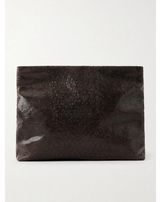 Nili Lotan Black Jerry Croc-Effect Leather Clutch
