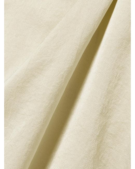 Nanushka Natural Tazia Cutout Faux Leather-Trimmed Hammered-Satin Mini Dress