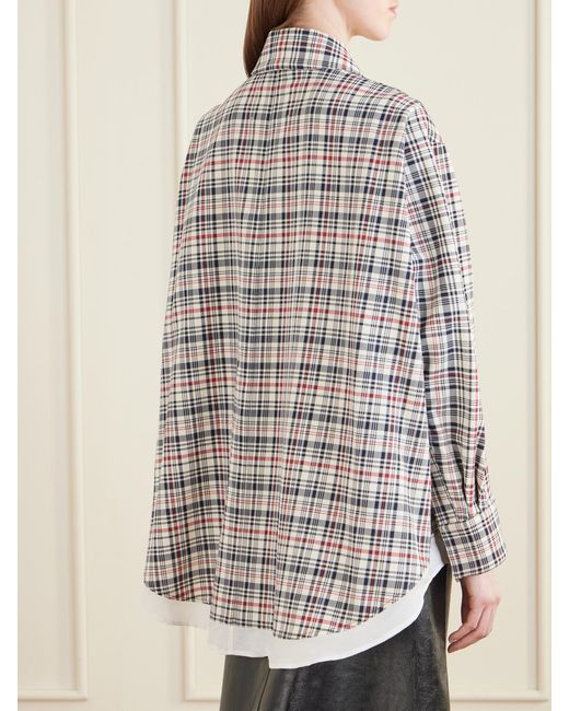 Victoria Beckham White Cocoon Checked Cotton And Virgin Wool-Blend Jacket