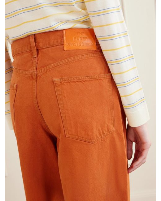 The Elder Statesman Orange Evvie Recycled Cotton Wide-Leg Jeans