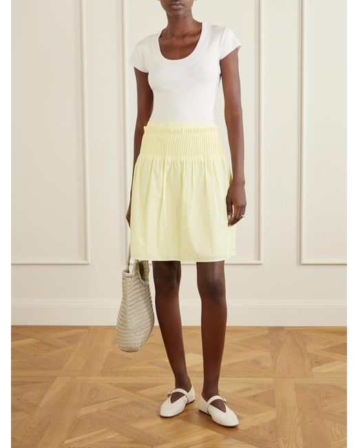 Sir Yellow Rochelle Pintuck Cotton Midi Skirt