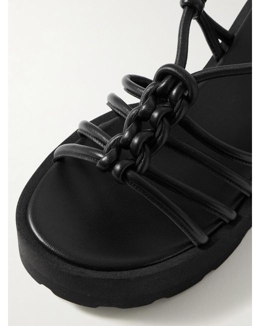 Gianvito Rossi Black Hebe 45 Knotted Leather Platform Sandals