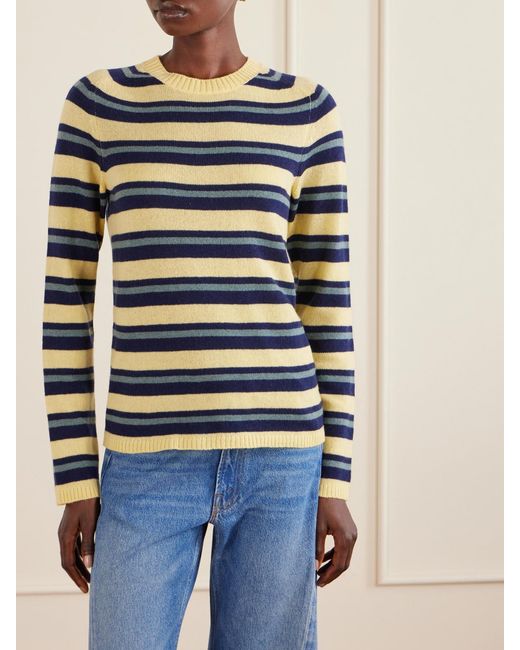 The Elder Statesman Blue Laurel Striped Cashmere Sweater