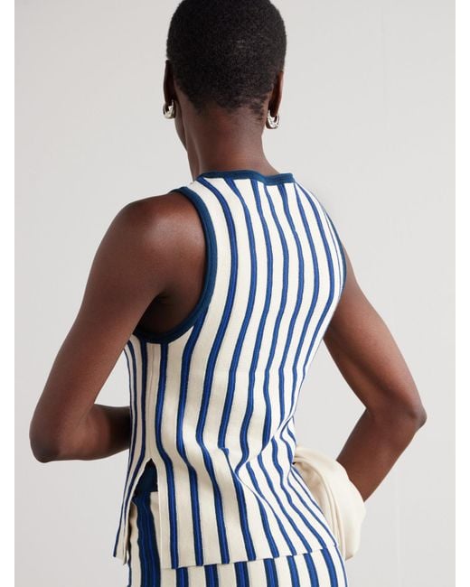 Escvdo Blue Manglar Striped Organic Cotton Top