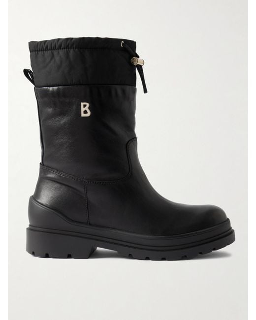 Bogner Black St. Moritz Shell-Trimmed Shearling-Lined Leather Ankle Boots