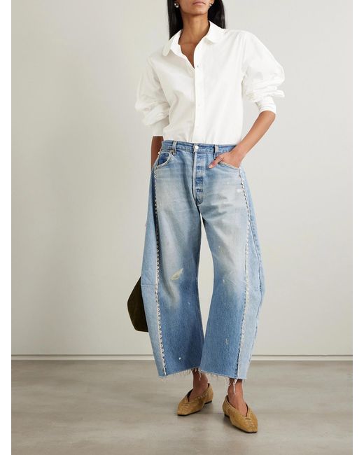 B Sides White Louisa Lace-Trimmed Cotton-Poplin Shirt