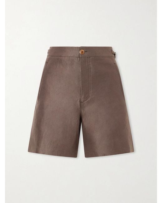 God's True Cashmere Brown Cocoa Cropped Linen Shorts