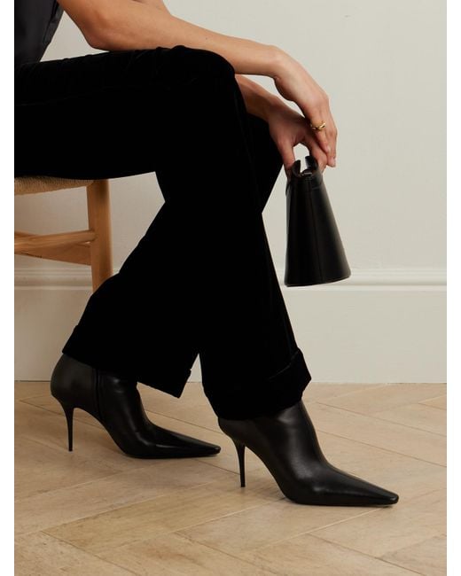Saint Laurent Black Ashley Leather Ankle Boots