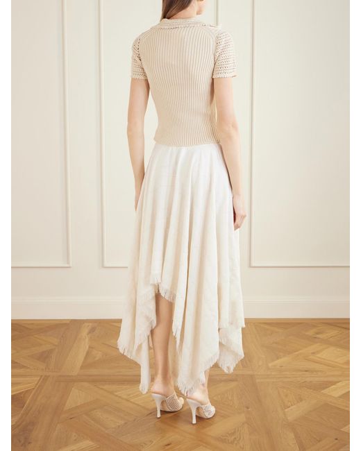 Magda Butrym Natural Crochet-Trimmed Ribbed Cotton Polo Shirt