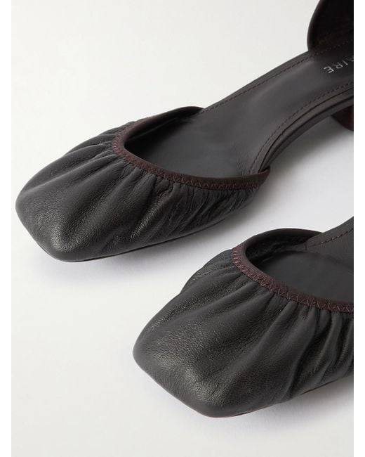 Lemaire Brown Ruched Leather Ballet Flats
