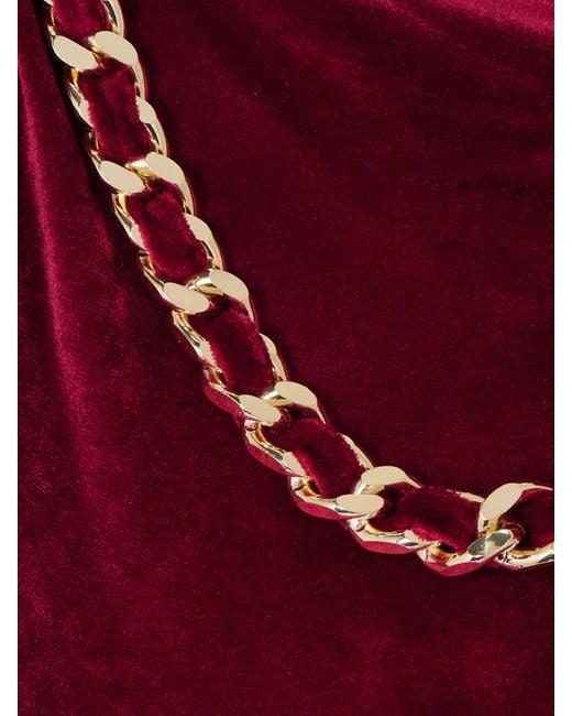 Balmain Red Minikleid Aus Samt Mit Raffungen Und Verzierung