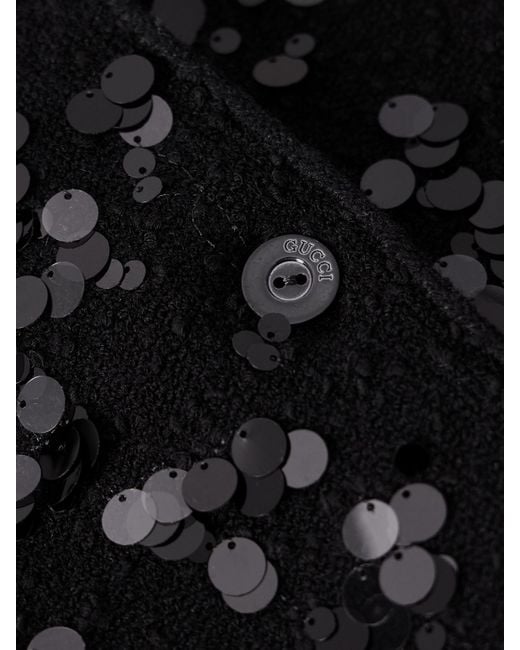 Gucci Black Sequin-Embellished Bouclé Cardigan