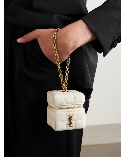 Saint Laurent Natural Cassandre Matelassé Mini Quilted Leather Pouch