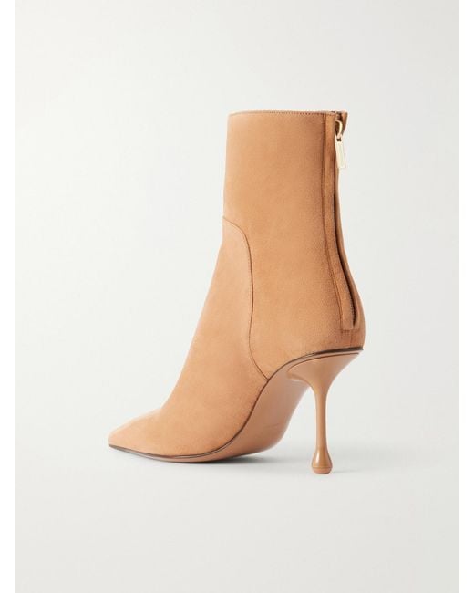 Jimmy Choo Brown Cycas 80 Logo-Embellished Suede Ankle Boots