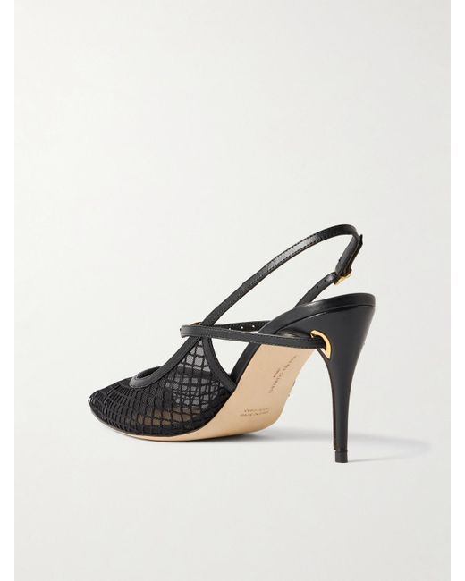 JENNIFER CHAMANDI Black Edoardo 85 Slingback-Pumps Aus Mesh Mit Lacklederbesätzen