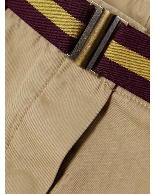 Dries Van Noten Natural Shorts Aus Baumwoll-Twill Mit Gürtel