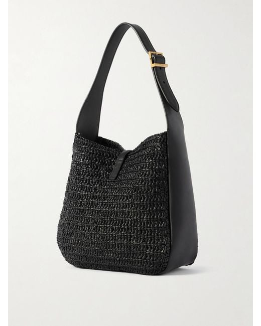 Sac Porté Épaule En Raphia À Finitions En Cuir Le 5 À 7 Supple Small Saint Laurent en coloris Black