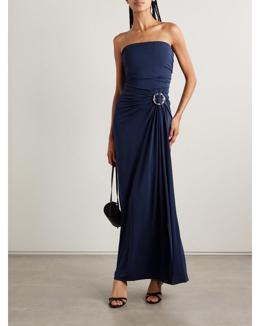Jonathan Simkhai Blue Emma Robe Aus Jersey Mit Raffungen Und Verzierung