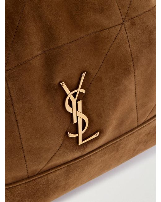 Saint Laurent Brown Jamie Shopping Schultertasche Aus Gestepptem Veloursleder Mit Applikation