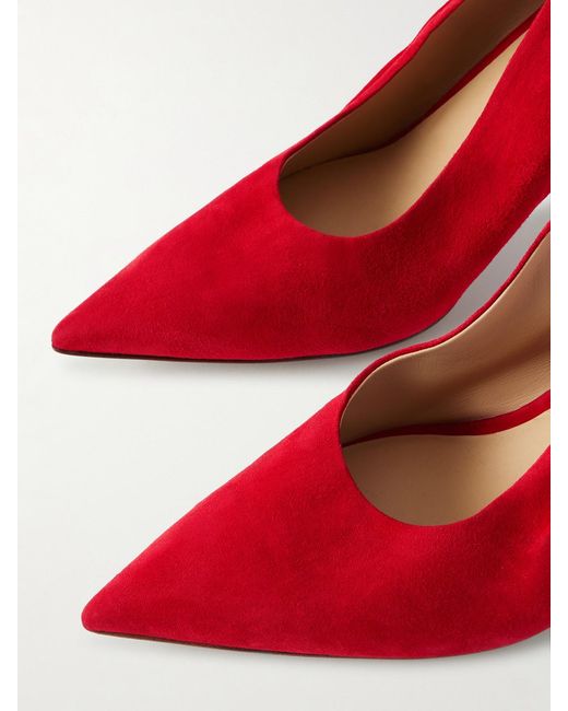 Gabriela Hearst Red Amari 90 Ruched Suede Slingback Pumps