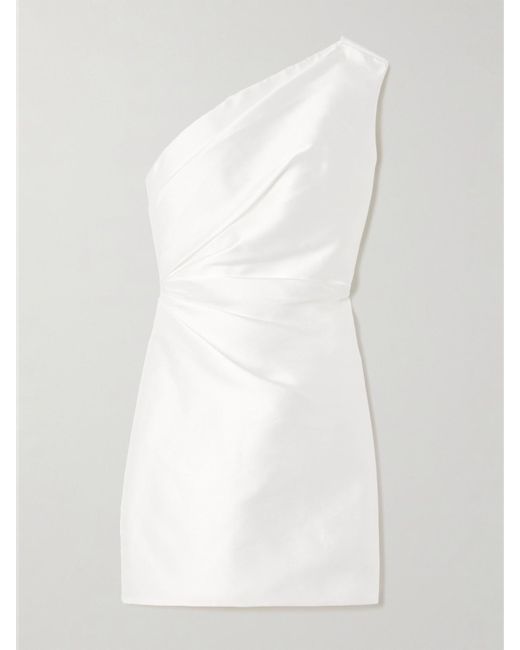 Solace London White Nori One-Shoulder Twill Mini Dress