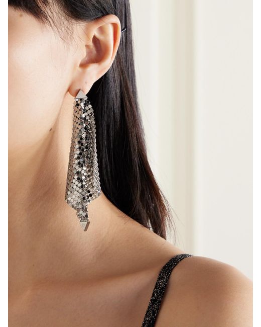 Rabanne White Pixel Flow-Tone Earrings