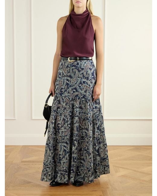 Veronica Beard Multicolor Heatheralyn Gathered Paisley-Print Cotton Maxi Skirt