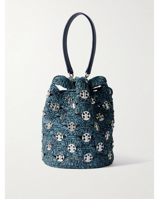 Sac Seau En Raphia À Cotte De Mailles Rabanne en coloris Blue