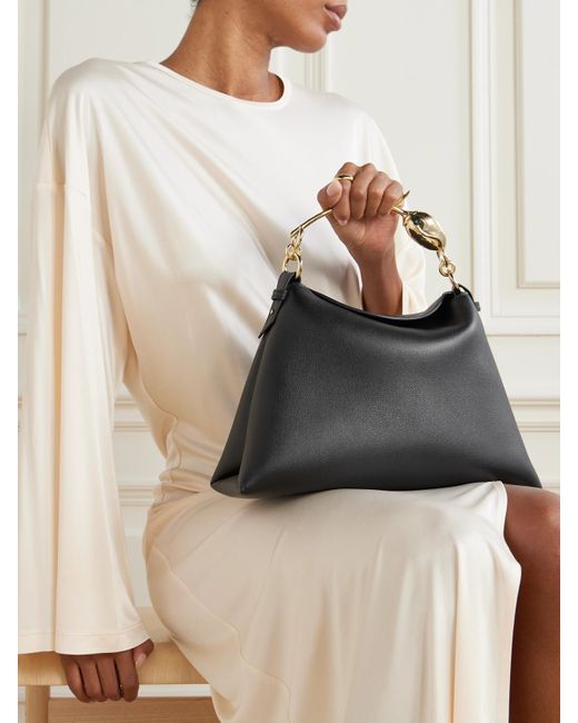 Erdem Black Bloom Große Schultertasche Aus Strukturiertem Leder Mit Verzierung