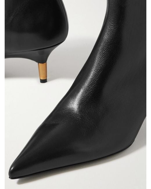 Khaite Black Bella Leather Ankle Boots