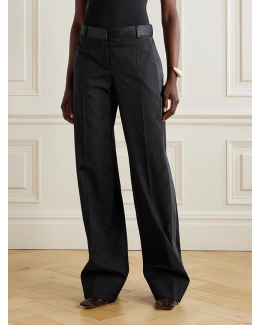 Pantalon En Laine Jacquard À Finitions En Satin Stella McCartney en coloris Black