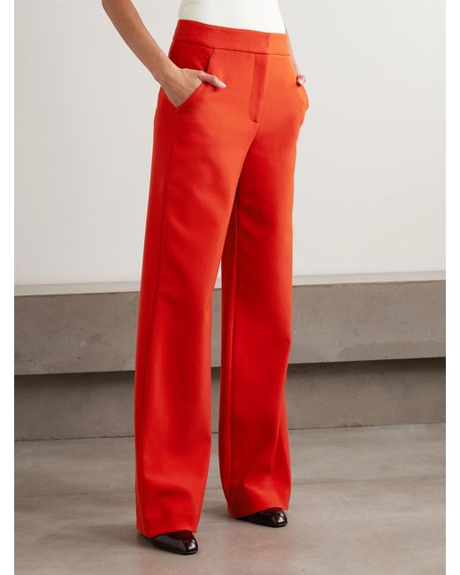 Veronica Beard Red Tonelli Crepe Wide-Leg Pants