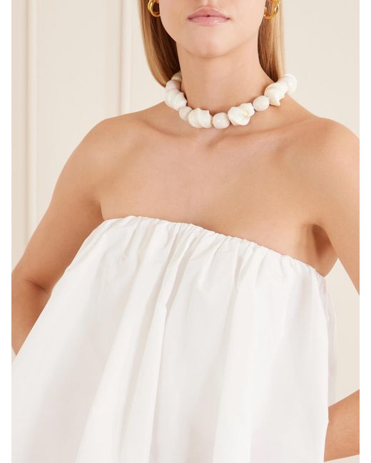 Patou White Bloomer Faille Mini Dress
