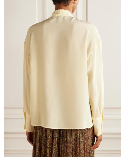 Etro Natural Pussy-Bow Floral-Print Silk-Chiffon Blouse