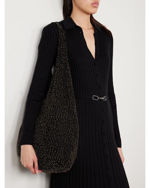 Gabriela Hearst Black Manasa Bead-Embellished Cashmere Shoulder Bag