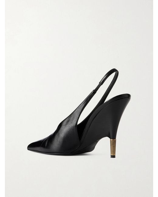 Khaite Black Bella Leather Slingback Pumps