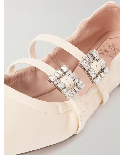 Roger Vivier Natural Flache Schuhe Aus Leder Mit Kristallen