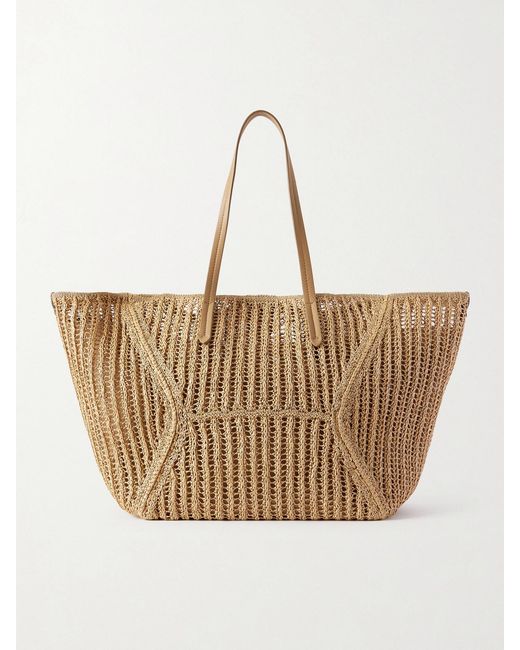 Brunello Cucinelli Natural Leather-Trimmed Woven Tote