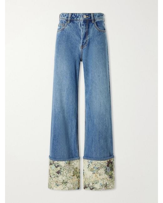 ALÉMAIS Blue Marcel Printed Straight-Leg Jeans