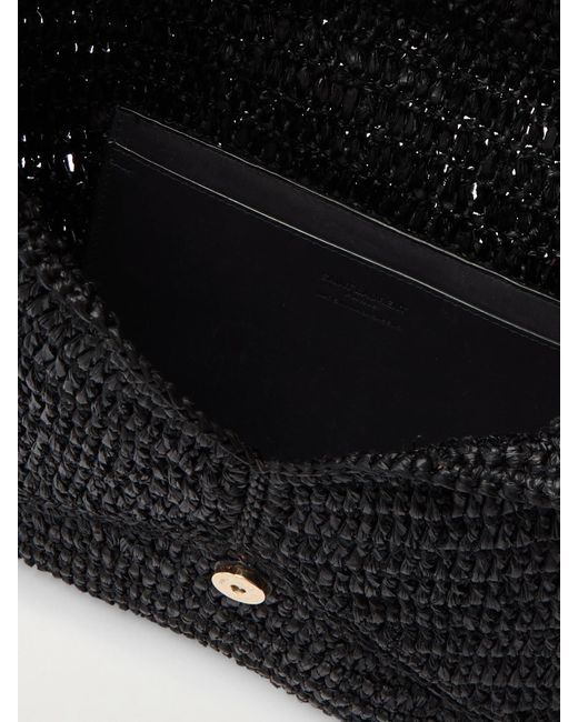 Saint Laurent Black Cassandre Raffia Clutch