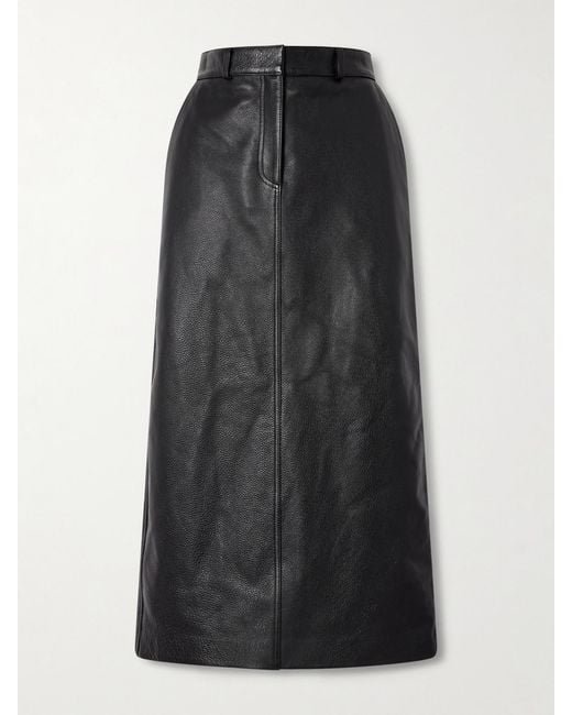 Totême Black Textured-Leather Maxi Skirt