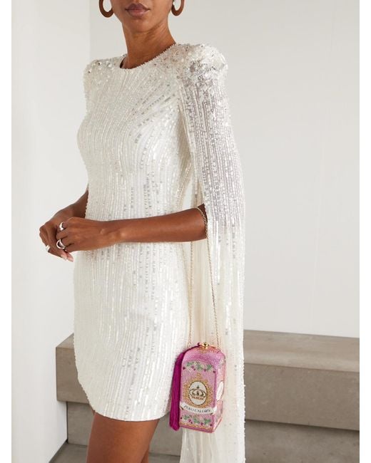 Judith Leiber Pink Clutch Aus Metall Mit Troddel Und Kristallen