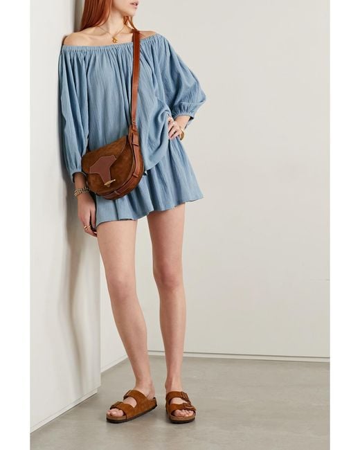 Suzie Kondi Blue Pezo Cotton-Gauze Shorts