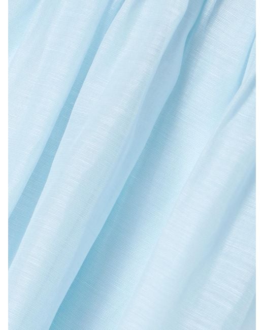 Zimmermann Blue Illuminate Minikleid Aus Einer Leinen-Seidenmischung Mit Falten
